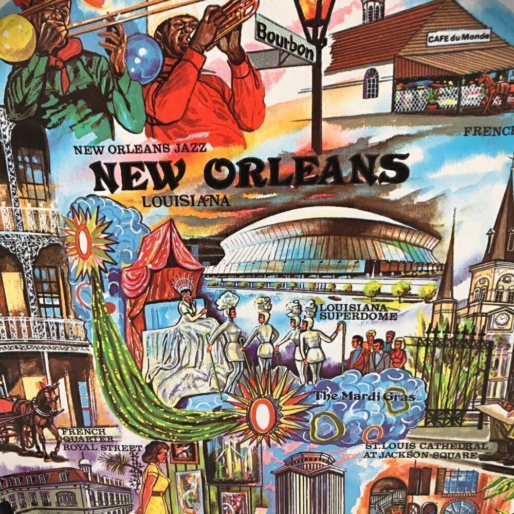 Ken Haag Tin Tray Vintage Medium New Orleans The Big Easy Jazz Keepsake Souvenir - Picture 2 of 11
